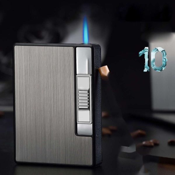 Yh Creative Portable Metal Cigarette Set Pieds Personnalized Flame Flame Lighter Integrated Cigarette Box Wholesale