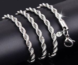 YHAMNI 100 Original 925 argent collier femmes hommes cadeau bijoux 3mm 1618202224262830 pouces corde chaîne collier YN896484077