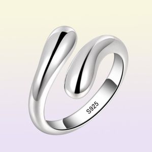 Yhamni 100 originele 925 sterling zilveren ring maat verstelbare waterdruppel traan open ring voor vrouwen met geschenkdoos HR0124219771