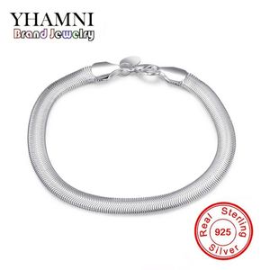 YHAMNI 100% bijoux originaux S925 timbre Bracelet en argent massif nouveau Bracelet à chaîne serpent en argent 925 à la mode pour femmes et hommes H164302y