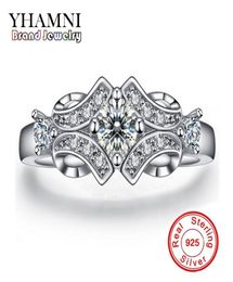 YHAMNI 100 Puur Zilveren Ringen Voor Vrouwen Trouwring Luxe Sieraden Bijoux Diamant Accessoires Engagement Vintage Bague MR0255273963