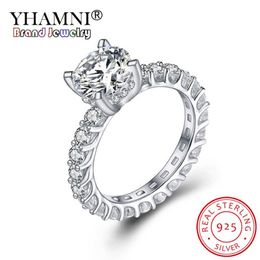 YHAMNI 100% Echt 925 Sterling Zilveren Ring 2.0CT 8MM Klassieke Gemaakt Moissanite Bruiloft Verlovingsringen Sieraden voor Vrouwen JZ325235f