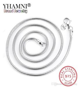 Yhamni 3 mm/4 mm originele 925 zilveren ketting kettingen voor vrouw mannen 16-24 inch statement kettingen bruiloft sieraden N193-3/43662050