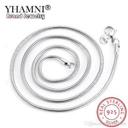 YHAMNI, collares de cadena de serpiente de plata 925 originales de 3MM y 4MM para mujer y hombre, collares llamativos de 16-24 pulgadas, joyería de boda N193-3 4266B