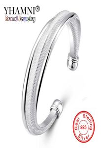 Yhamni Brand Classic 925 Silver Bangle Bracelet for Women Fashion Jewelry Charm Pure Silver Sterling Bangle Hele B0198072017