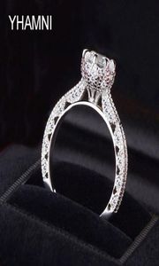 Yhamni Brand Jewelry Original Solid 925 Sterling Silver Ring 1 CT Sona CZ Diamond Women Engagement Rings JZ0727406675
