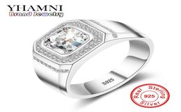 YHAMNI Mode 925 Sterling Silber Ring 1 Karat 6mm CZ Diamant Für Männer Hochzeit Party Geschenk Edlen Schmuck MJZ0347648051