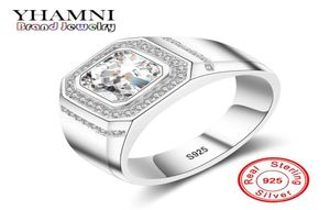 Yhamni Fashion 925 Sterling Silver Ring 1 Carat 6 mm CZ Diamond pour hommes Gift de mariage Fine Bijoux MJZ0346963347