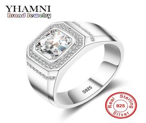 YHAMNI mode 925 bague en argent Sterling 1 Carat 6mm CZ diamant pour hommes cadeau de fête de mariage bijoux fins MJZ0344124383