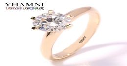 Yhamni mode -sieraden hebben 18KRGP postzegel originele geelgouden ring single cz zirkon dames bruiloft gouden ringen jr169 l181009038570937969667