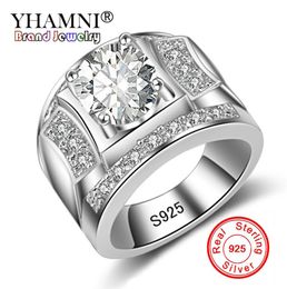 YHAMNI Mode Originele 100 925 Zilveren Belofte Verlovingsringen Voor Koppels Mannen Vrouwen Trouwring Luxe 1ct CZ Zirkoon Sieraden k9028061