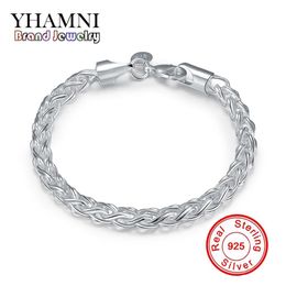 Yhamni mode originele sieraden echte solide 925 sterling zilveren unisex armband luxe bruiloft cadeau armband h070285v