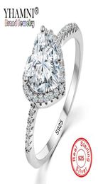 YHAMNI mode romantique coeur bague originale 925 en argent Sterling bijoux de mariage diamant cristal promesse anneaux pour les femmes KYRA0136448858877