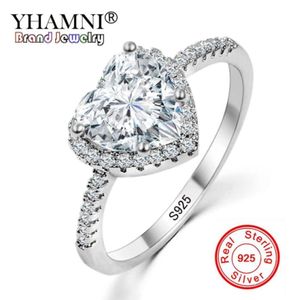 Yhamni Fashion Romantic Heart Ring Original 925 STERLING MARDING BIELLRES DIAMAND CRISTAL CRANDS RING POUR FEMMES KYRA0136445014857
