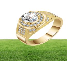 Yhamni Fashion Gold Goldwhite Gold Color Ring Luxury Relleno de oro de 2 quilates CZ Diamond Men Anillos de boda MJZ0309529038