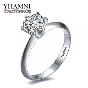 YHAMNI bijoux fins ont 18KRGP timbre Original bagues en or ensemble SONA 6mm 1 Carat CZ Zircon diamant anneaux de mariage pour les femmes RS018267W