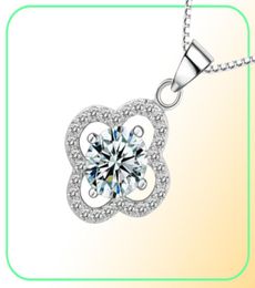 Yhamni Bijoux Fine Collier en argent solide Ensemble de forme de trèfle 1 ct Sona CZ Diamond Pendant Collier pour femmes Bijoux de mariage 4Y5707422