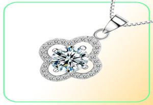 Yhamni Fine Jewelry Solid Silver ketting Klaver vorm Set 1 CT Sona CZ Diamant hanger ketting voor vrouwen bruiloft sieraden 4y9546485