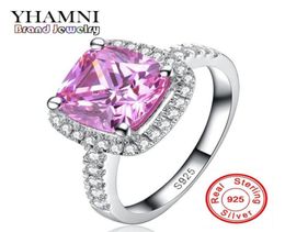 Yhamni Fine bijoux anneaux en argent solide pour femmes luxe 3 carats rose cz diamant fiançailles entièrement HF00127502272786171