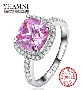 Yhamni Fine bijoux anneaux en argent solide pour femmes luxe 3 carats rose cz diamant de fiançailles entièrement HF00127502274878311