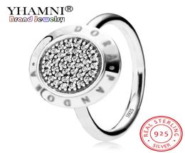 YHAMNI Anello con diamante CZ in cristallo pieno per donna con LOGO Adatto ai regali originali in argento sterling 925 con gioielli di moda Taglia 6-9 R024148729570