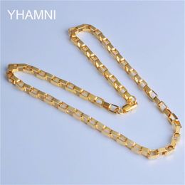 YHAMNI collier couleur or pour hommes collier couleur or avec timbre hommes bijoux tout nouveau collier chaîne 4 MM 50 CM à la mode NX185249t