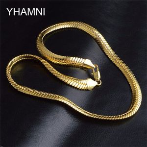Yhamni Gold Color Necklace Men Sieraden Hele nieuwe trendy 9 mm brede Figaro kettingketen Gouden sieraden NX192271L