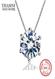YHAMNI Hoge kwaliteit 15 ct enkele heldere CZ diamant 925 sterling zilveren sieraden bruidsverloving zilveren hanger ketting R1268560729