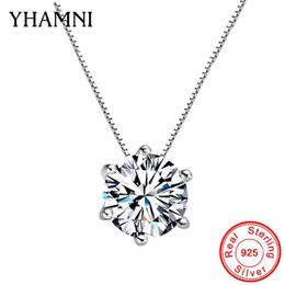 Yhamni Hoge kwaliteit Solitaire witte zirkoon chokers kettingen 925 zilveren ketting eenvoudige hangende ketting vrouwen geschenk sieraden d06 287Y