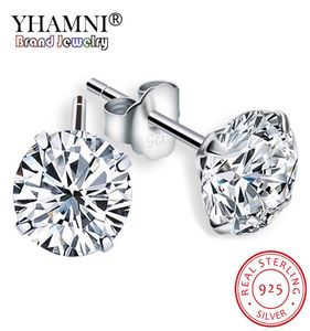 Yhamni lmnzb Crystal Zirkon Real 925 Solid Silver Earrings Cubic Zirconia Silver Stud Oorringen voor vrouwen Fashion Jewelry YE02018051561