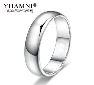 YHAMNI perdre de l'argent Promotion véritables bagues en or blanc pur pour femmes et hommes avec timbre 18KGP 5mm bijoux de bague de couleur or de qualité supérieure 7814358