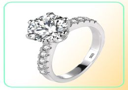 YHAMNI luxueux 2ct 8mm coupe ronde Moissanite pierres précieuses bagues de fiançailles de mariage pour les femmes 925 bijoux en argent marque bague de mariée R426365198