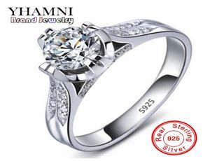 Yhamni Luxury 100 Pure 925 Silver Wedding Wedding Rings For Women Set Sona Diamond Engagement Rings Accesorios de joyería R0753580948