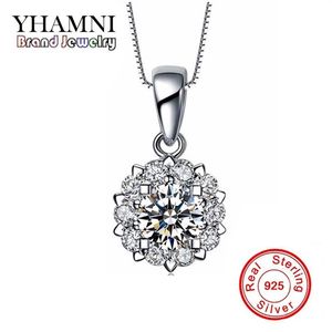 YHAMNI Luxe 925 Sterling Zilveren Hanger Ketting Top Kwaliteit CZ Diamant voor Vrouwen Bruiloft Ketting Zilveren Fijne Sieraden N021233n