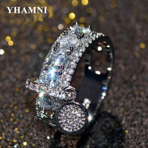 Yhamni Luxury Bright Zircon Engagement Ring Vintage Bijoux Original 925 Anneaux de mariage en argent solide pour les femmes Fine Jewelry RA04981181942