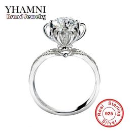 YHAMNI Роскошное модное кольцо из стерлингового серебра 925 пробы, роскошные обручальные кольца с бриллиантами 6 мм для женщин RX0492248