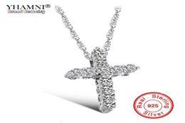 Yhamni Luxury Original 925 Sterling Silver Pendant Necklace Princess Luxury Diamond ketting Hanger voor dames en vrouwen N108052359