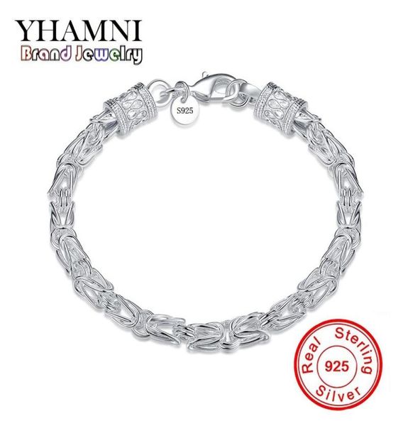 Yhamni Luxury Original 925 Bracelet en argent sterling Bracelet Curb Chain Fashion Menwomen Bracelet avec S925 Stamp Sterling Silver Jewelry 2400965