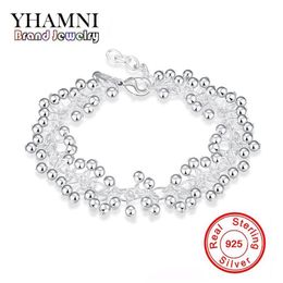 Yhamni Luxury Real 925 Sterling Silver Jewelry Fashion armbanden voor vrouwen Classic Charm Bracelet S925 Gestempeld H017242F