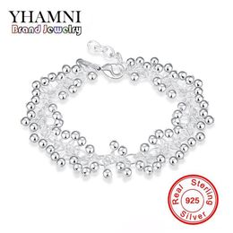 YHAMNI, joyería de plata de ley 925 auténtica de lujo, pulseras de moda para mujer, pulsera clásica con dijes S925 estampado H0173299