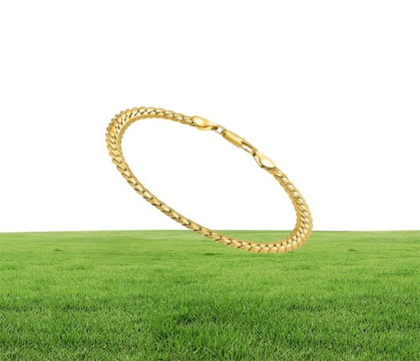 Yhamni Menwomen Gold Bracelets avec 18 kstamp Nouvelle couleur d'or pure de 5 mm de large bracelet de chaîne unique bijoux de luxe YS2421916203