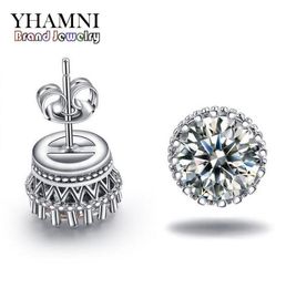 YHAMNI Nieuwe Collectie Verkoop Super Shiny Diamond 925 Sterling Zilver Dames Stud Kroon Oorbellen sieraden hele E1008480016