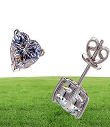 Yhamni New Fashion Beautiful 925 Serling Silver Shiny CZ Heart Diamond Moucle d'oreilles en diamant pour femmes BKE0051455317