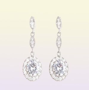 Yhamni New Fashion Cubic Zirconia Echte 925 Sterling Silver Crystal Drop oorbellen Elegante sieraden voor vrouwen Gift ED01359937642