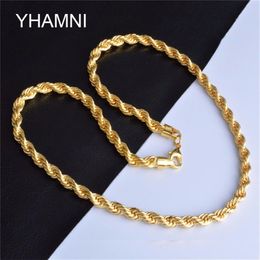 YHAMNI nouvelle mode collier en or avec timbre couleur or 6 MM 20 pouces longue chaîne ed collier or bijoux fins NX184318W