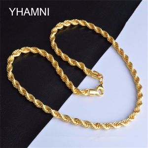 YHAMNI Collana in oro di nuova moda con timbro color oro 6 mm 20 pollici Collana a catena lunga in oro gioielleria raffinata NX184260v