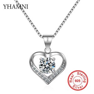 Yhamni Originele 100% 925 Sterling Silver Sieraden 6mm CZ Diamant Heart Hanger Ketting voor Valentijnsdag Gift van Love XDZ248 265S