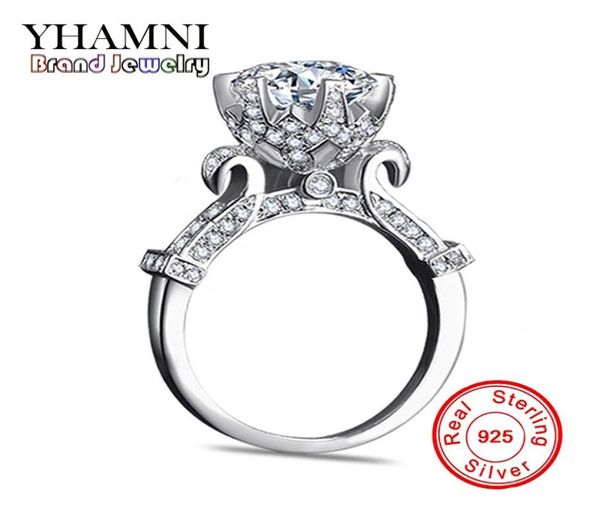 Yhamni Original 100 Pure 925 Rague en argent sterling avec 1 carat Sona CZ Diamond Flower Ring Original Design Ring Jewelry XJ29024107477