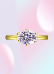 YHAMNI Originele 2 Ct 6mm Ronde CZ Diamant Massief Geel Gouden Ringen Anillos Goud Kleur Trouwringen voor Vrouwen Gift LYR16997723238676169