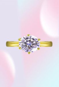 Yhamni original 2 ct 6 mm rond CZ diamant diamant solide jaune or annels anillos or couleurs de mariage anneaux de mariage pour femmes cadeaux lyr16997723234645961